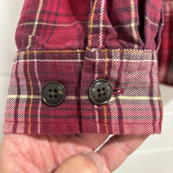 Vintage Eddie Bauer ladies boxy button down plaid top made in Hong Kong sz Large - Picture 6 of 15